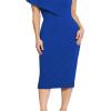 image:imageDress The Population Womens Tiffany One Shoulder Bow Detail Midi Sheath DressElectric Blue