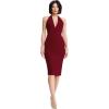 image:imageDress The Population Womens Vanessa Deep Plunge Neckline Halter Bodycon Midi DressGarnet