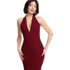 image:imageDress The Population Womens Vanessa Deep Plunge Neckline Halter Bodycon Midi DressGarnet