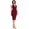 image:imageDress The Population Womens Vanessa Deep Plunge Neckline Halter Bodycon Midi DressGarnet
