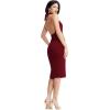 image:imageDress The Population Womens Vanessa Deep Plunge Neckline Halter Bodycon Midi DressGarnet