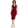 image:imageDress The Population Womens Vanessa Deep Plunge Neckline Halter Bodycon Midi DressGarnet