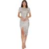 image:imageDress The Population Womens Natasha Bodycon Midi DressSpecial Occasion DressSilver