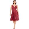 image:imageDress the Population Womens Elisa Sleeveless Plunge Neckline Fit and Flare Midi DressFuchsia Multi