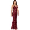 image:imageDress The Population Womens Sharon Sequin Maxi Mermaid VNeck GownBurgundy