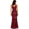 image:imageDress The Population Womens Sharon Sequin Maxi Mermaid VNeck GownBurgundy