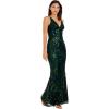 image:imageDress The Population Womens Sharon Sequin Maxi Mermaid VNeck GownPine Multi