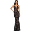 image:imageDress The Population Womens Sharon Sequin Maxi Mermaid VNeck GownBlackNude