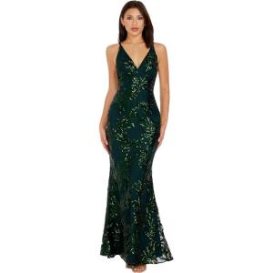 image:imageDress The Population Womens Sharon Sequin Maxi Mermaid VNeck GownPine Multi