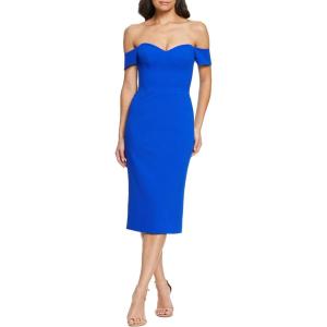 image:imageDress the Population Womens Bailey Off the Shoulder Sweetheart Bodycon Midi Sheath DressElectric Blue
