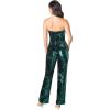 image:imageDress the Population Womens Andy Strapless Sequin Wide Leg JumpsuitDeep Emerald