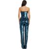 image:imageDress the Population Womens Andy Strapless Sequin Wide Leg JumpsuitDeep Teal
