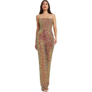 image:imageDress the Population Womens Andy Strapless Sequin Wide Leg JumpsuitCayenne