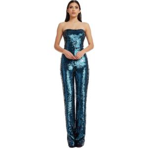 image:imageDress the Population Womens Andy Strapless Sequin Wide Leg JumpsuitDeep Teal