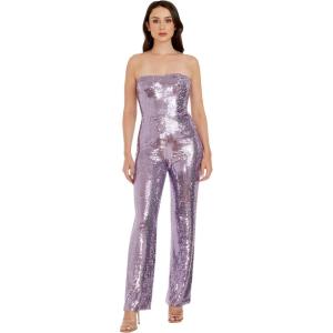 image:imageDress the Population Womens Andy Strapless Sequin Wide Leg JumpsuitLavender Multi