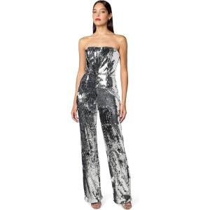 image:imageDress the Population Womens Andy Strapless Sequin Wide Leg JumpsuitSilver