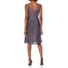 image:imageDress The Population Womens Haley Sleeveless Plunging Fit amp Flare Pleated Party DressMetallic Cobalt Multi