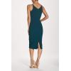 image:imageDress The Population Womens Lyla Plunging Sleeveless Fitted Midi Sheath DressPine