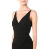 image:imageDress the Population Womens Jordan Plunging Drape Front Sleeveless Long Gown with SlitBlack