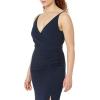image:imageDress the Population Womens Jordan Plunging Drape Front Sleeveless Long Gown with SlitNavy