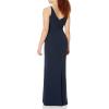 image:imageDress the Population Womens Jordan Plunging Drape Front Sleeveless Long Gown with SlitNavy