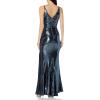 image:imageDress the Population Womens Jordan Plunging Drape Front Sleeveless Long Gown with SlitNight Sky
