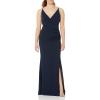 image:imageDress the Population Womens Jordan Plunging Drape Front Sleeveless Long Gown with SlitNavy