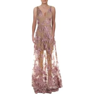 image:imageDress the Population Womens Sidney Sleeveless Plunge Neckline Fit and Flare Maxi DressLilacNude