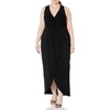 image:imageDress the Population Womens Ariel Sleeveless Plunging Long Gown Wrap Dress PlusBlack