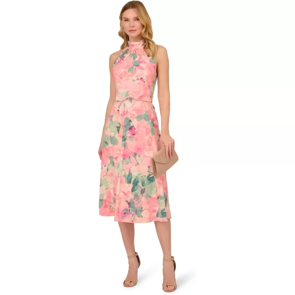 Adrianna Papell Womens Printed Midi DressBlush Multi