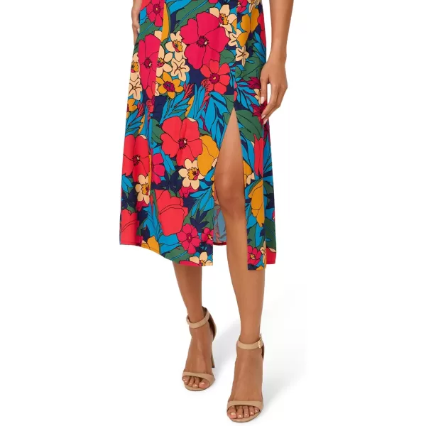 Adrianna Papell Womens Printed Midi DressOrange Multi