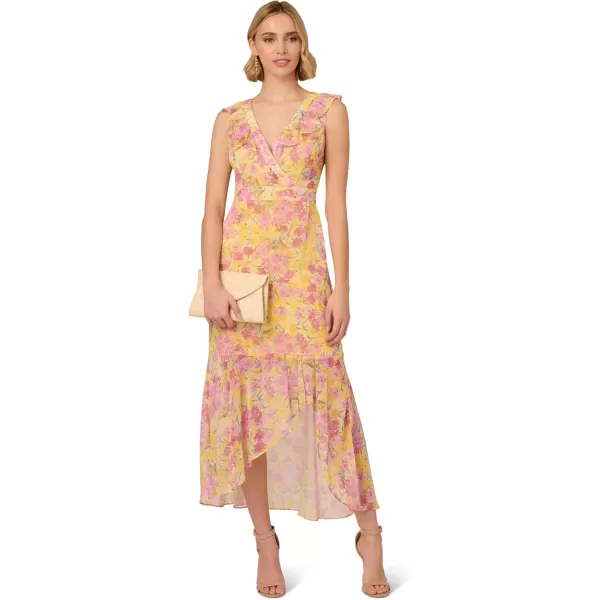 Adrianna Papell Womens Printed Midi DressYellow Multi