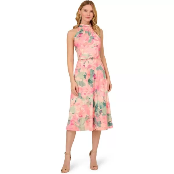 Adrianna Papell Womens Printed Midi DressBlush Multi