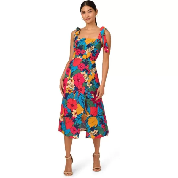 Adrianna Papell Womens Printed Midi DressOrange Multi