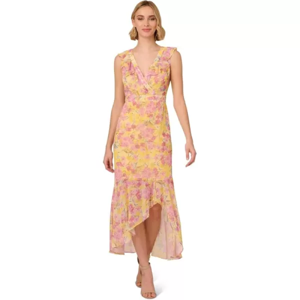 Adrianna Papell Womens Printed Midi DressYellow Multi