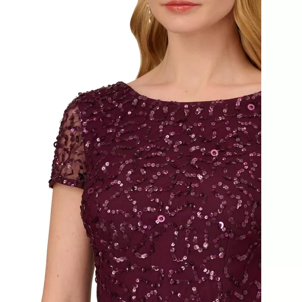 Adrianna Papell Womens Beaded Short Sleeve GownCassis