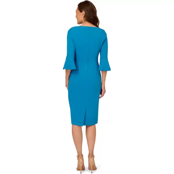 Adrianna Papell Womens Bell Sleeve Tie Front DressDeep Cerulean