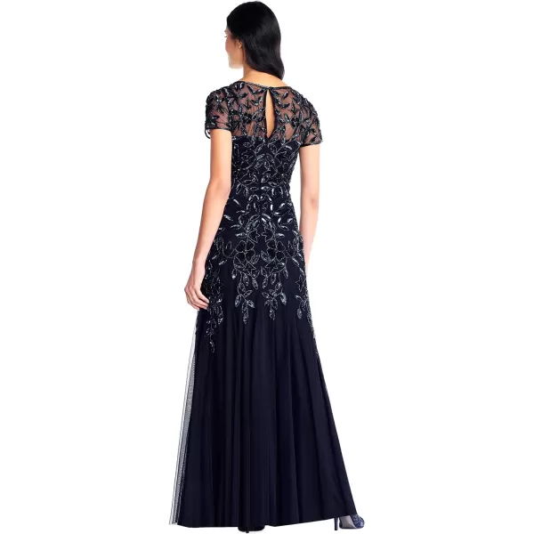 Adrianna Papell Womens Floral Beaded Godet Gown Twilight 2Adrianna Papell Womens Floral Beaded Godet Gown Twilight 2