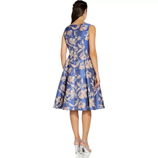 Adrianna Papell Womens Floral Jacquard DressBluePink