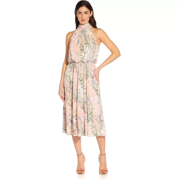 Adrianna Papell Womens Watercolor Floral Midi DressBlush Multi