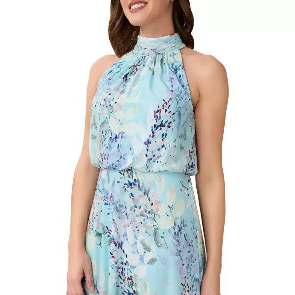 Adrianna Papell Womens Watercolor Floral Midi DressLight Blue Multi