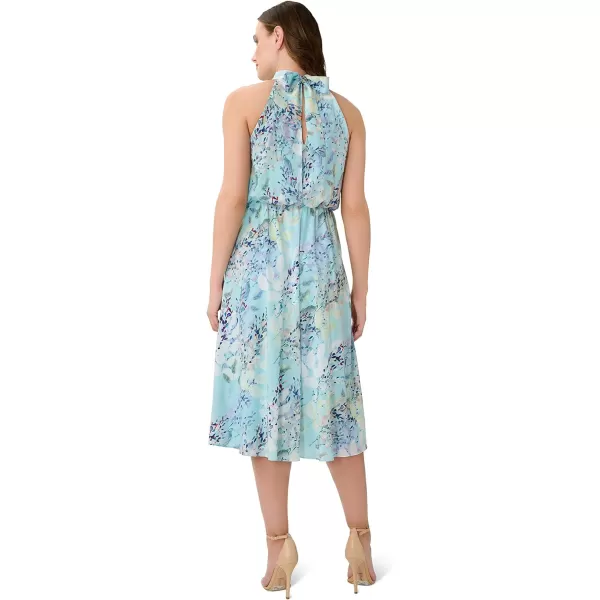 Adrianna Papell Womens Watercolor Floral Midi DressLight Blue Multi