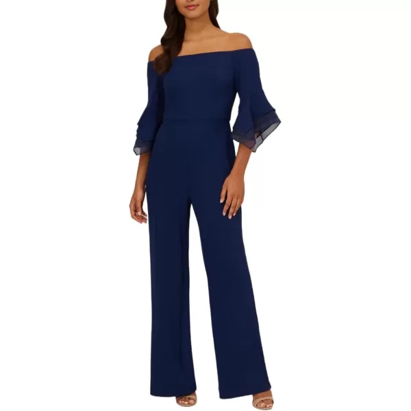 Adrianna Papell womens Organza Crepe JumpsuitNavy Sateen