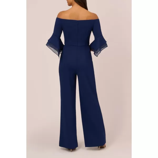 Adrianna Papell womens Organza Crepe JumpsuitNavy Sateen