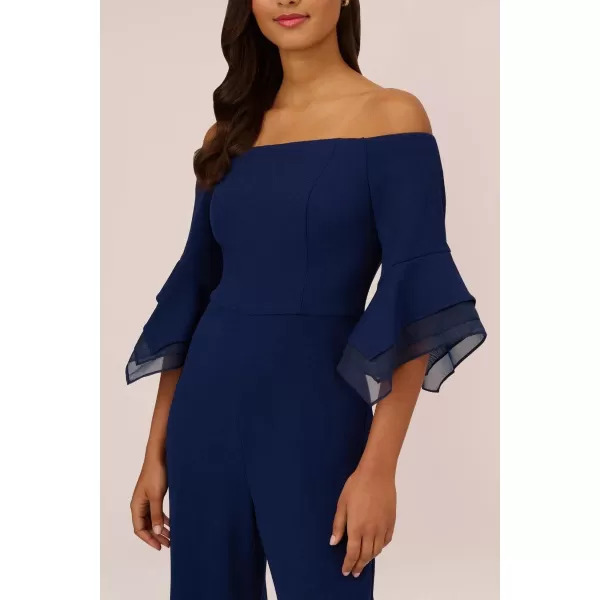 Adrianna Papell womens Organza Crepe JumpsuitNavy Sateen