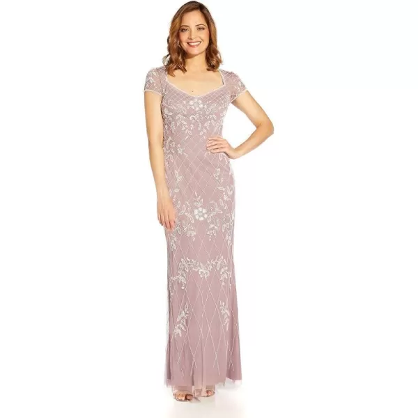 Adrianna Papell Womens Beaded Long DressDusted PetalIvory