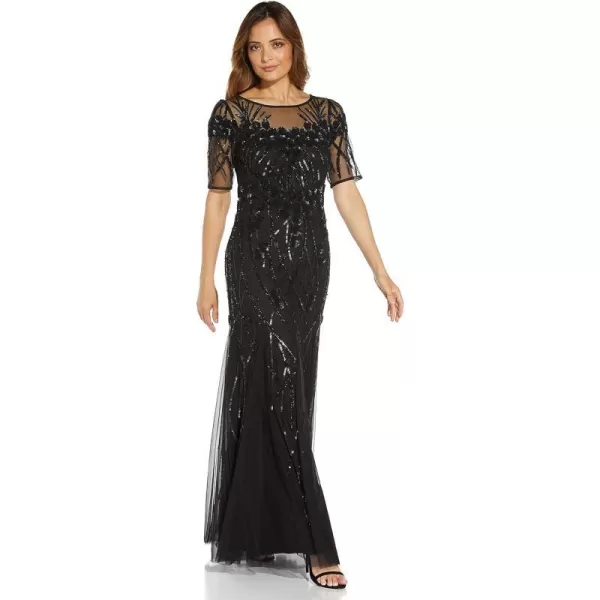 Adrianna Papell Womens Beaded Long GownBlack