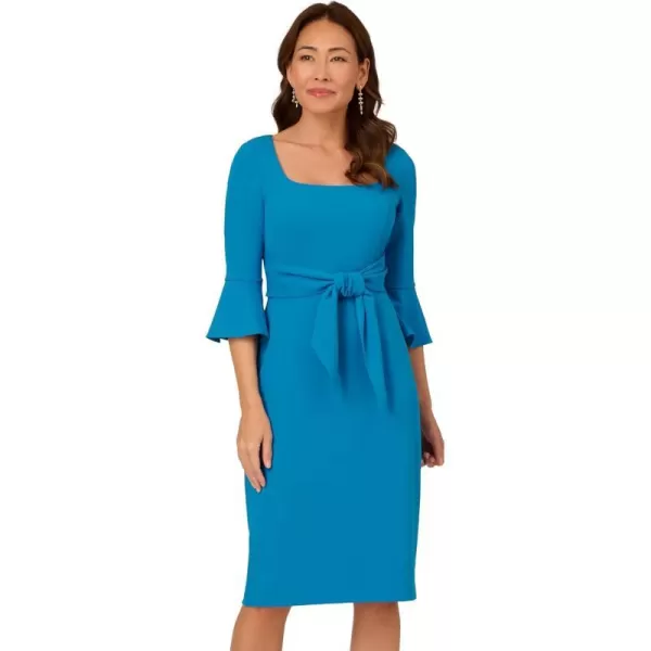 Adrianna Papell Womens Bell Sleeve Tie Front DressDeep Cerulean