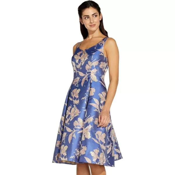 Adrianna Papell Womens Floral Jacquard DressBluePink