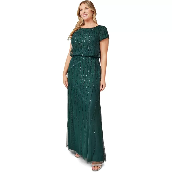 Adrianna Papell Womens Beaded Blouson DressDusty Emerald